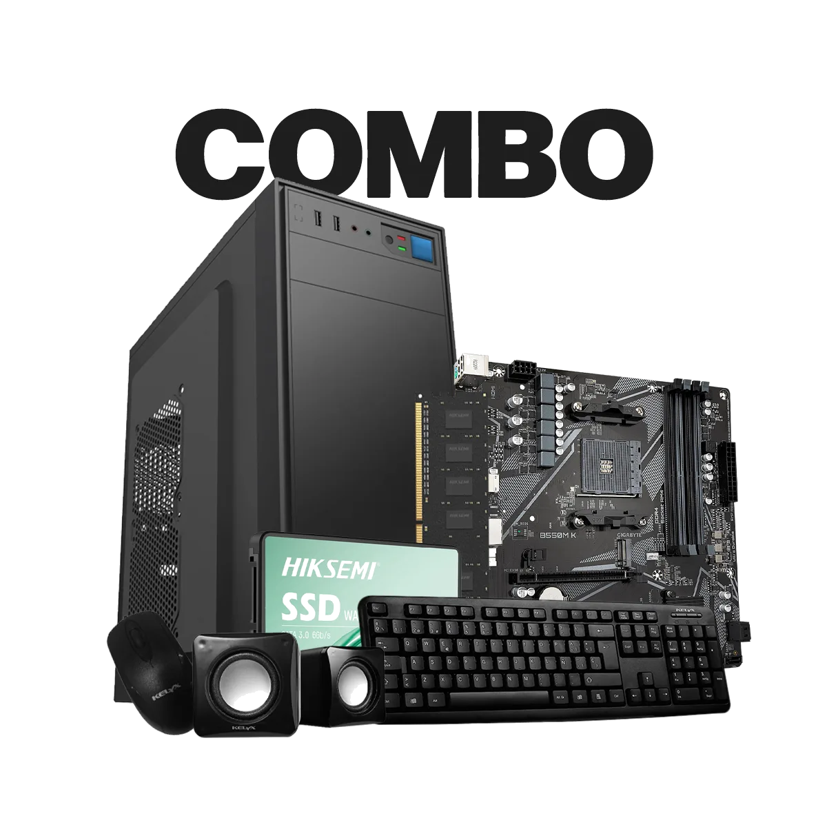 Pc Kelyx Kit 728-20 / MB Gigabyte B550 / Mem Hiksemi 8G 3200 / SSD Hiksemi 240G
