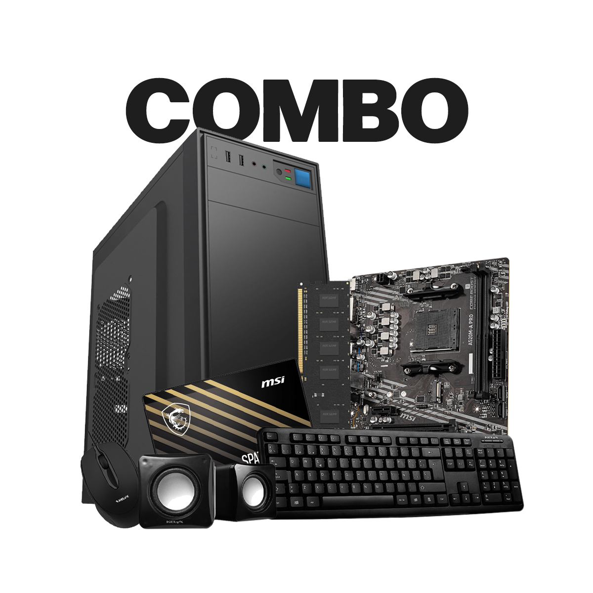 Pc Kelyx Kit 728-20 / MB MSI A520 / Mem Hiksemi 8G 3200 Hiker / SSD MSI 480G